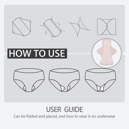 AIO Reusable Washable Cloth Menstrual Pads Sanitary Pad 5 pcs Pads with Mini Wet Bag 7.2 * 9.8in