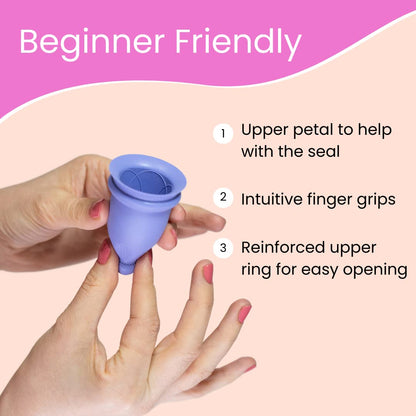 Bfree Menstrual Cup 2-Pack - Reusable Period Cup Leak-Free Eco-Friendly Tampon/Pad Alternative Feminine Hygiene Product for Teens, Women - Includes Size 1 + Size 2 Cups