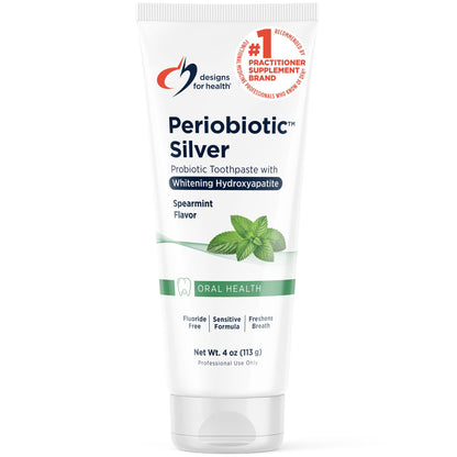 Designs for Health Periobiotic Silver Hydroxyapatite Toothpaste - Fluoride Free Toothpaste with Oral Probiotics with Whitening Hydroxyapatite - Supports Gum Health & Remineralization (4oz Mint)