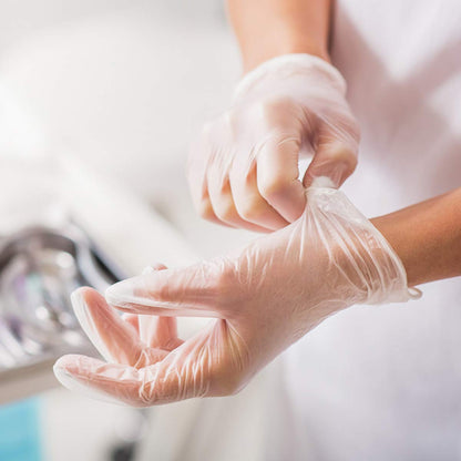 Basic Medical Clear Vinyl Exam Gloves, Latex-Free, Powder-Free, Case of 1,000, Large