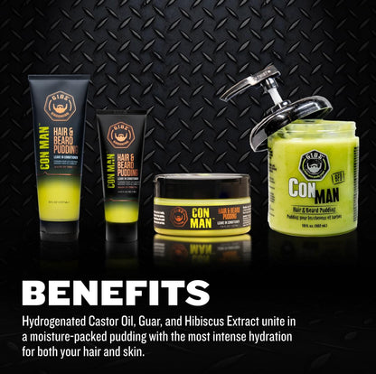 GIBS Con Man Hair & Beard Pudding - Leave In Conditioner - Curl Definer - Moisturizer - 3.25 oz Travel Size