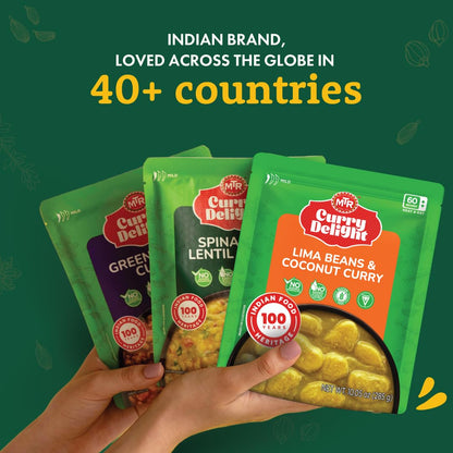 MTR Curry Delight - Authentic Indian Ready-to-Eat Lima Beans & Coconut Curry - Gluten-Free, No Added Preservatives or Artificial Additives - Delicious 100% Veg Indian Meal - Serves 2-285g - Pack of 6