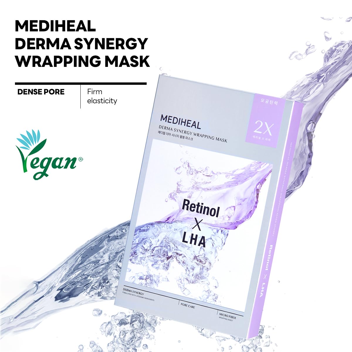 Mediheal Derma Synergy Wrapping Mask for Pore Elasticity (4 Packs) - Pore Spot & Improved Skin Balance with Retinol, LHA