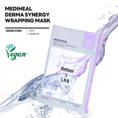 Mediheal Derma Synergy Wrapping Mask for Pore Elasticity (4 Packs) - Pore Spot & Improved Skin Balance with Retinol, LHA