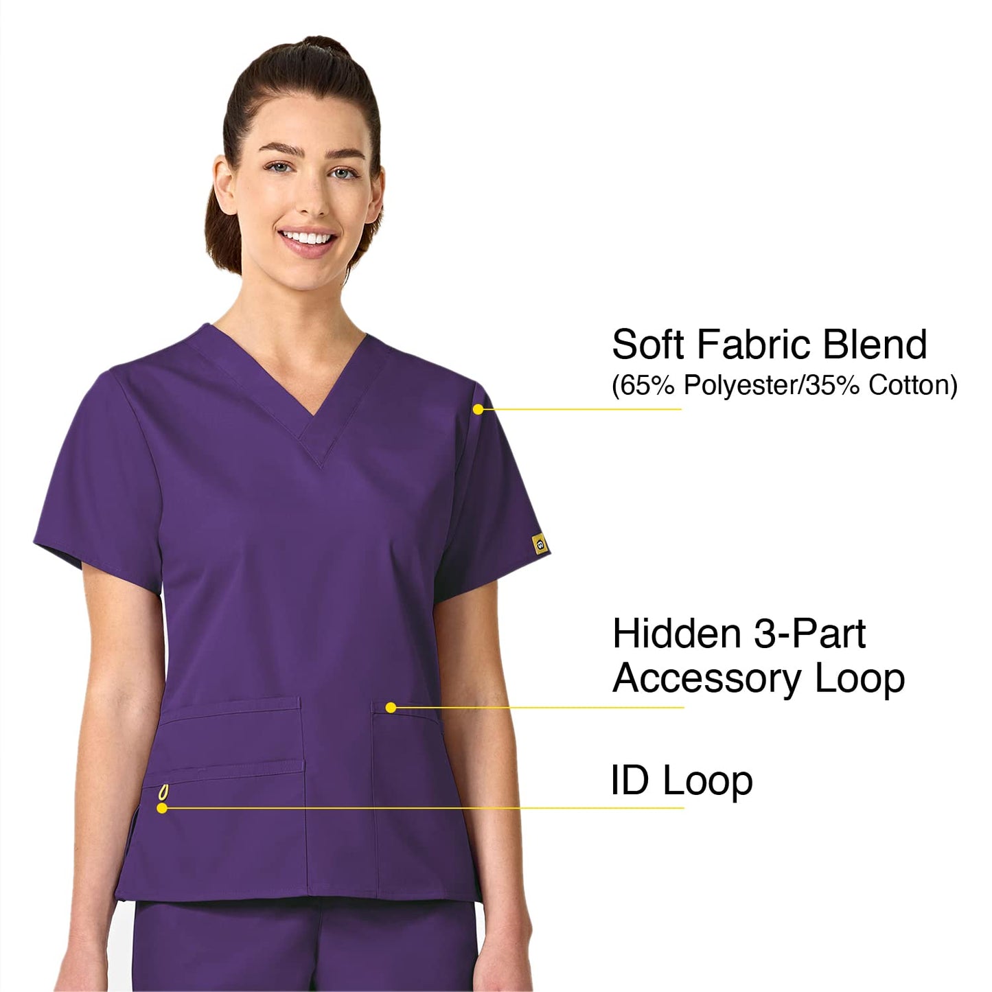 WonderWink womens Origins Bravo V-Neck Top, Eggplant, 2X-Large
