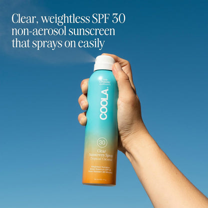 COOLA Organic Sunscreen SPF 30 Sunblock Spray, Dermatologist Tested Skin Care for Daily Protection, Vegan and Gluten Free, Tropical Coconut