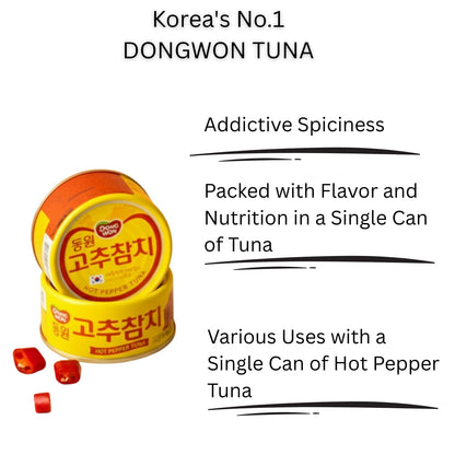 Korean Tuna Can With Hot Pepper Sauce 85g x 5 - Canned Food - Spicy Korean Red Pepper Tuna 고추참치 - Versatile Canned Meat - Ready-to-Eat for Rice, Ramen, Side Dishes