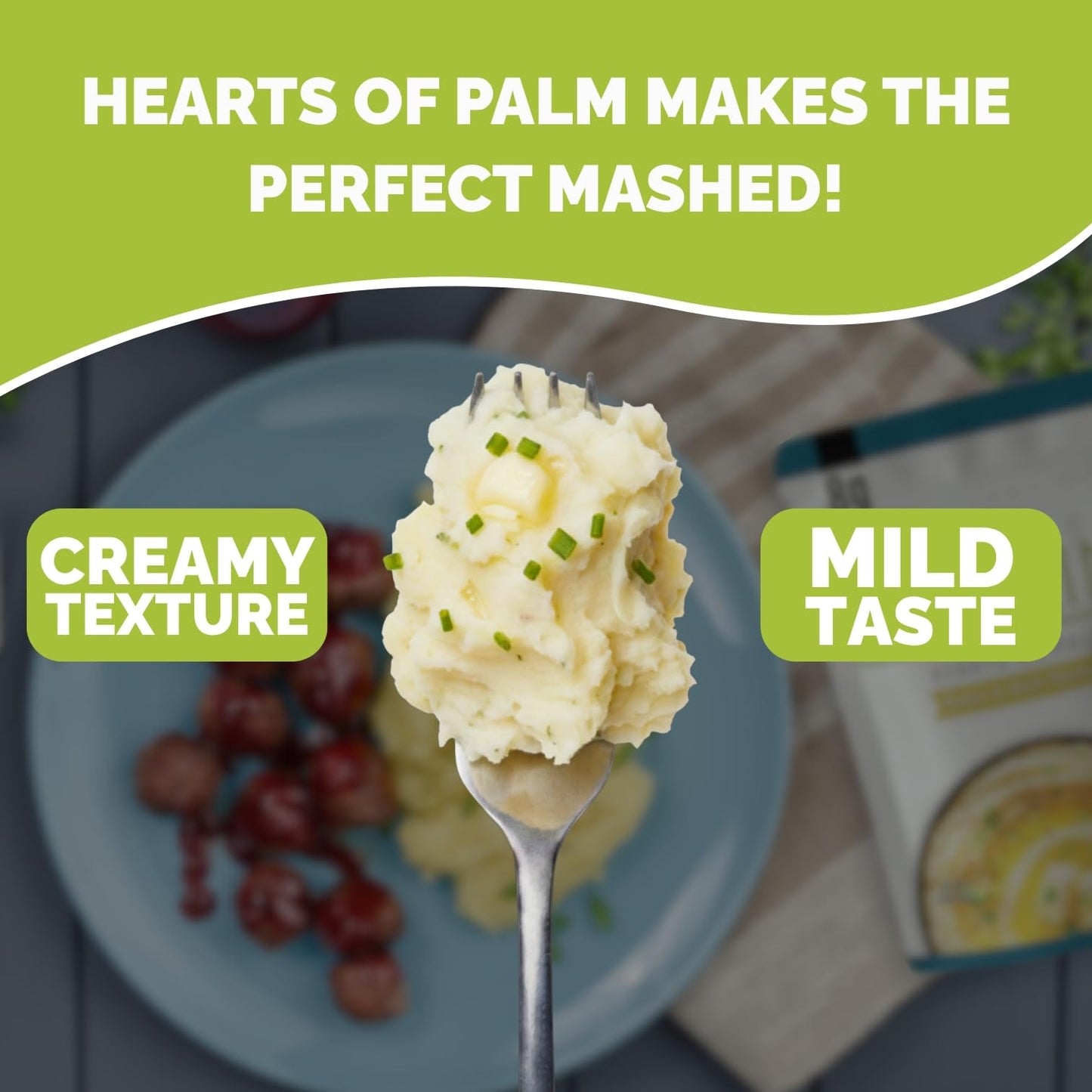 Palmini Butter & Herb Mashed |Low Carb, Low Calorie Hearts of Palm Mashed|8g of Net Carbs, 70 Calories Per Serving | As Seen on Shark Tank | Ready-to-Eat | (8 Ounces Pouch (Pack of 6)