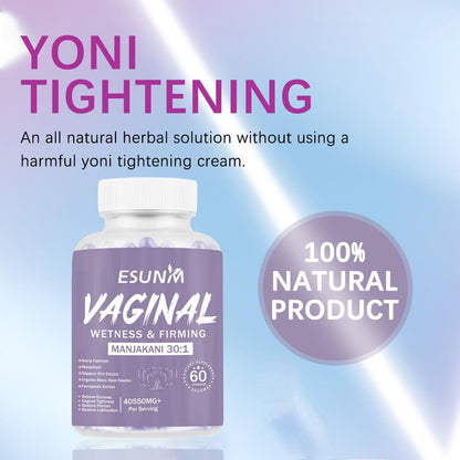 Vaginal Moisturizer Capsules, Female Vaginal Probiotics Wetness & Tightening Vaginal Wellness Supplement for Enhance Vaginal Muscle Tone & Vaginal Dryness- Vegan,60 Capsules
