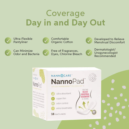 Pantyliners - Made with Organic Cotton (18 Count (Pack of 1)) Nannocare