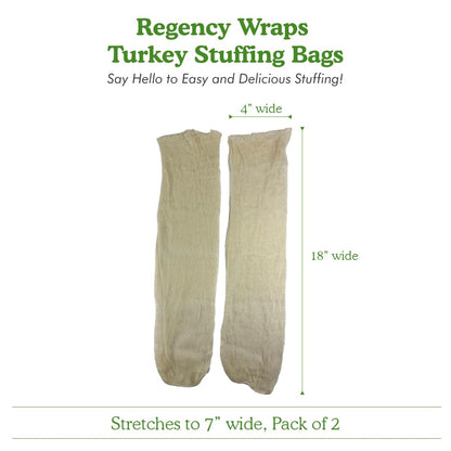 Regency Wraps Turkey Stuffing Bags, 100% Cotton Mesh Bag Allows Poultry Juice to Flavor Dressing with Mess-Free and Safe Removal, Pack of 2, Natural