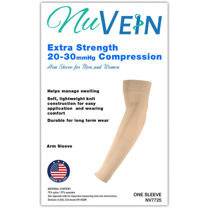 NuVein 20-30 mmHg Compression Lymphedema Arm Sleeve, Medical Support for Post Surgical Swelling Recovery, Brown, Large