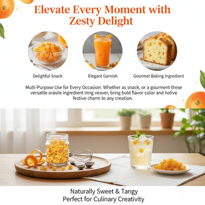 1.76 Ib Candied Glazed Orange Peel Dices, Chopped Sweet Orange Peel Cubes Granules, 800g, for Cake Baking, Mooncake Filling, Casual Snacks