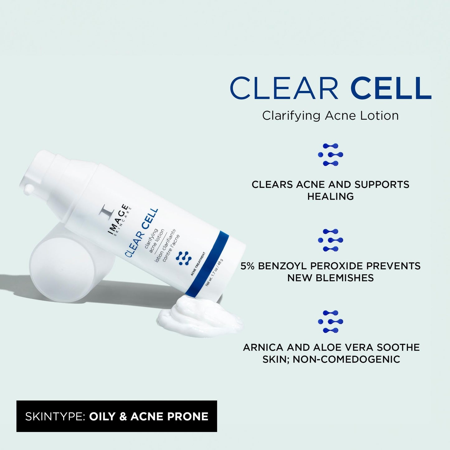 IMAGE Skincare, CLEAR CELL Clarifying Acne Lotion Treatment, with Benzoyl Peroxide, Treats and Prevents Acne Blemishes, 1.7 oz