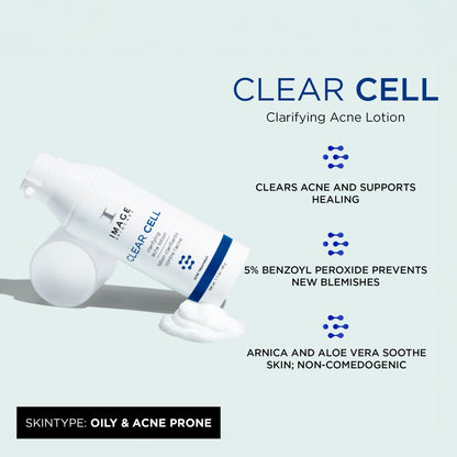 IMAGE Skincare, CLEAR CELL Clarifying Acne Lotion Treatment, with Benzoyl Peroxide, Treats and Prevents Acne Blemishes, 1.7 oz