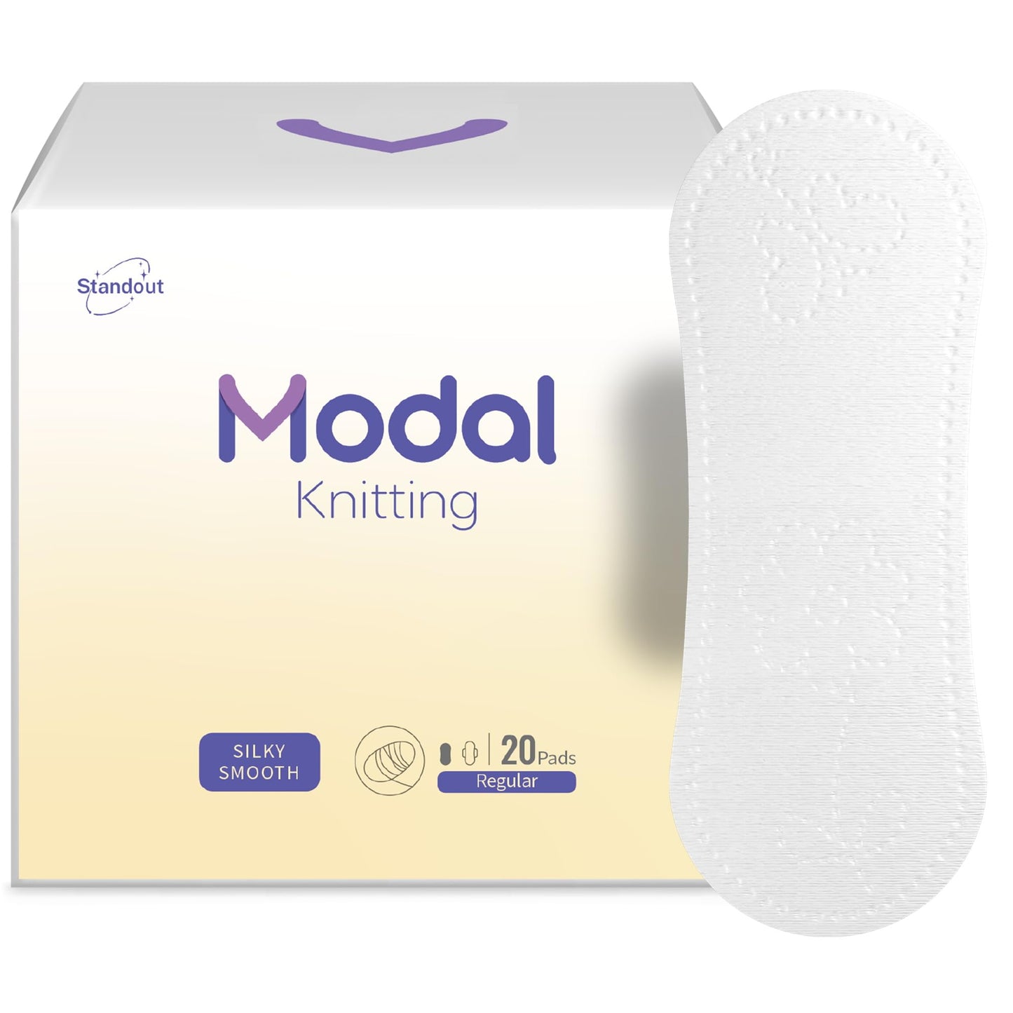 MODAL Panty Liners for Women, Unscented Sanitary Pads Without Wings, Daily Thin Panty Liners, 6.1 Inch(155 mm), Regular, 20 Count