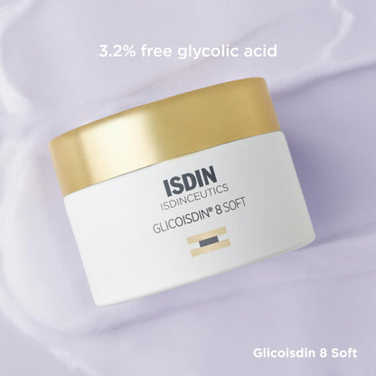 ISDIN Isdinceutics Glicoisdin 8 Soft (1.76 OZ) | Facial Exfoliant Cream with 3.2% Free Glycolic Acid | Smooths Skin Texture | Boosts Hydration