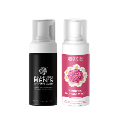 Skin Elements Men's & Women's Intimate Wash Bundle | pH Balanced Foaming Hygiene Wash | Prevents Itching, Irritation & Bad Odor | Pack of 2, 4.05 fl Oz each