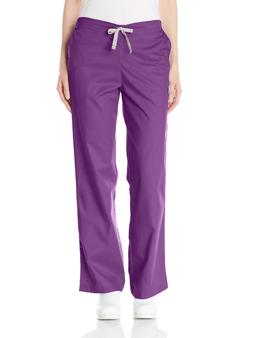 WonderWink Women's Petite Wonderwork Flare Leg Scrub Pant, Eggplant, Medium/Petite