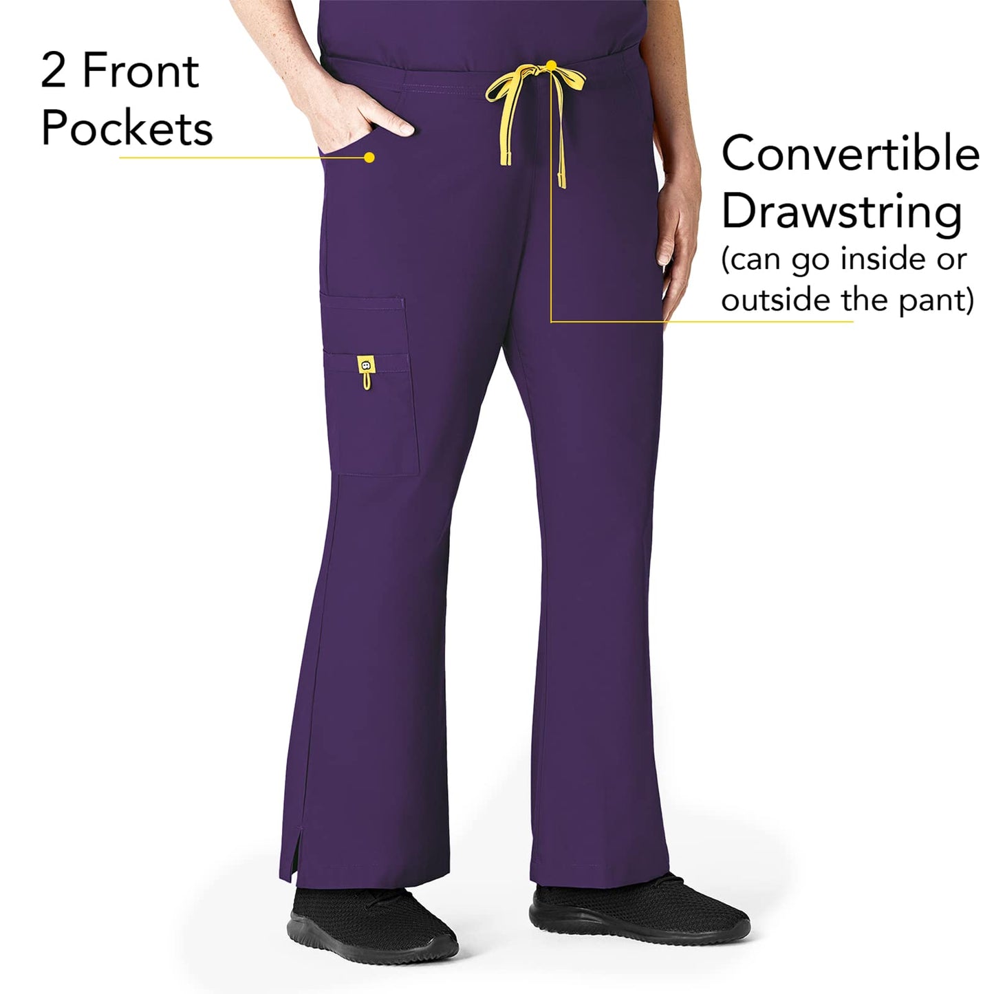 WonderWink womens Flare Leg Cargo Pant, Eggplant, 5X-Large