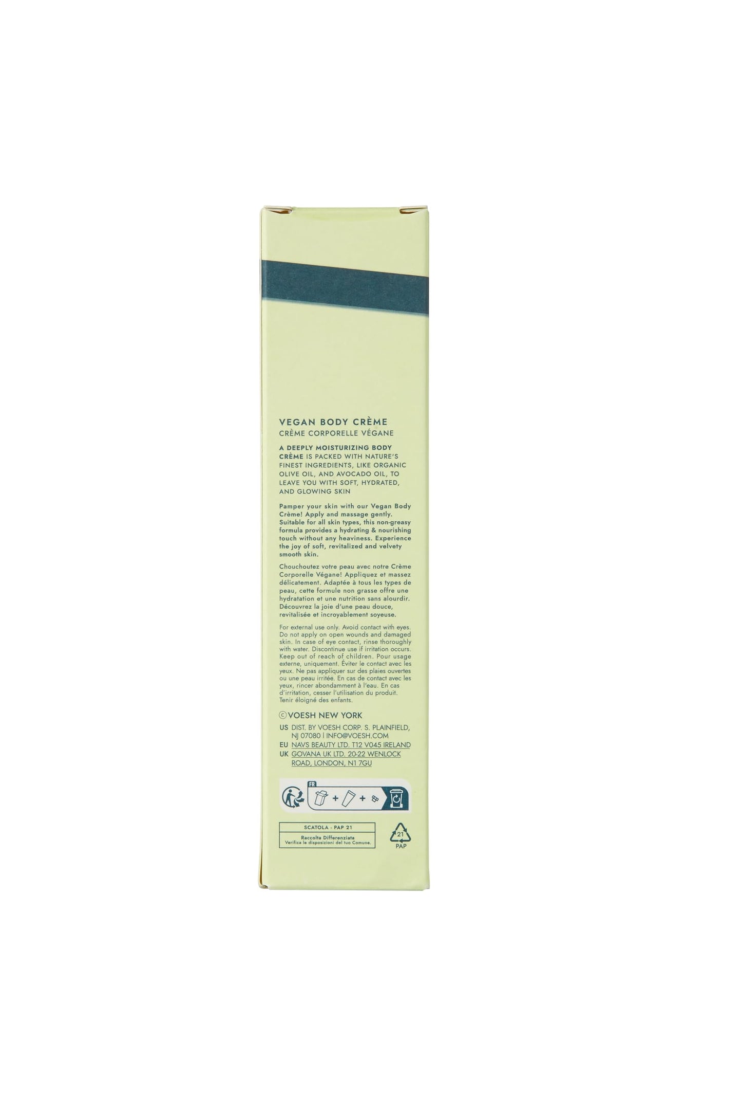 VOESH Vegan Body Creme, Skin Moisturizing Cream - Green Tea, K-Beauty Korean Skincare - 3oz