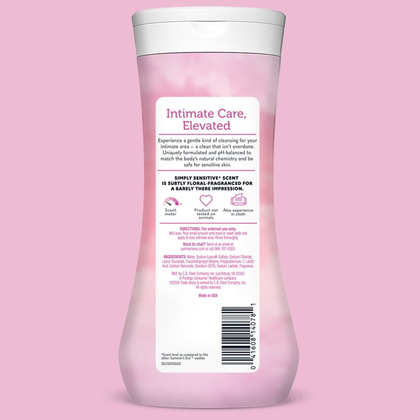 Summer’s Eve Simply Sensitive All-Over Daily Feminine Wash, Gentle pH-Balanced Body Wash for Women, Feminine Care to Remove Vaginal Odor, Gynecologist Tested, 15 Fl Oz, Pack of 3