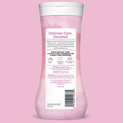 Summer’s Eve Simply Sensitive All-Over Daily Feminine Wash, Gentle pH-Balanced Body Wash for Women, Feminine Care to Remove Vaginal Odor, Gynecologist Tested, 15 Fl Oz, Pack of 3