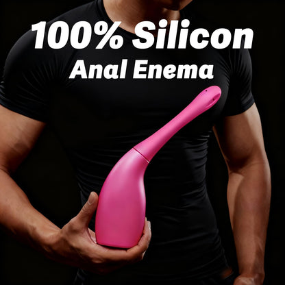 Anal Douche for Women Men, Comfortable Silicone Enema Bulb Reusable Leak-Proof Feminine Care Douche for Colon Cleansing Travel and Home Use (230ml Rose Red)