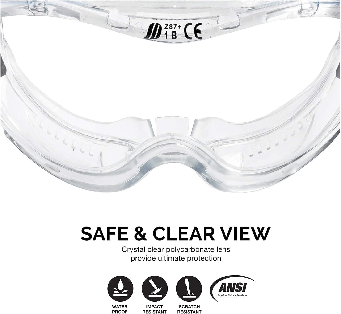 NEIKO Pro 53875B Clear Protective Lab Safety Goggles 2 pack, Chemistry, Scientific, Construction Goggles, Contractor Work, Woodworking, Anti-Fog and Splash, Includes Indirect Vent and for Men & Women
