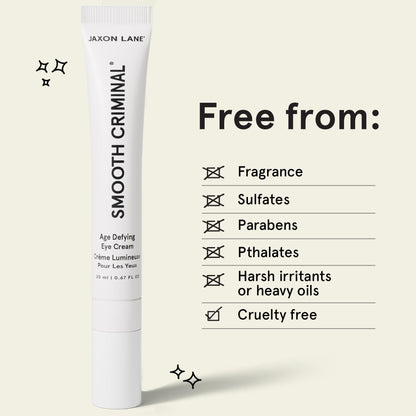 Under Eye Cream for Dark Circles and Puffiness | SMOOTH CRIMINAL Age Defying Niacinamide and Caffeine Eye Cream for Puffy Eye Bags Treatment for Men Anti Aging & Wrinkle Removal with Bakuchiol