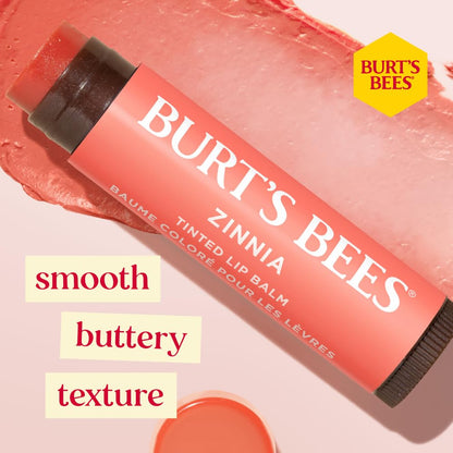 Burts Bees 100% Natural Origin Tinted Lip Balm, Zinnia with Shea Butter & Botanical Waxes - 1 Tube