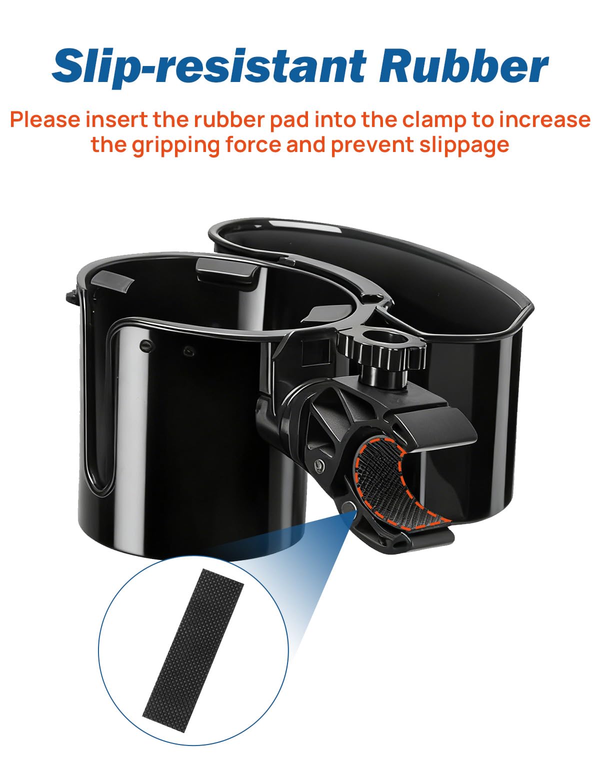 JOYTUTUS Wheelchair Cup Holder, 2-in-1 Walker Cup Holder with 6.4'' Large Storage Box, Drink Holder for Bottle with Handle, Fit for Wheelchair, Walker, Rollator, Stroller, Camper, Golf cart (Large)