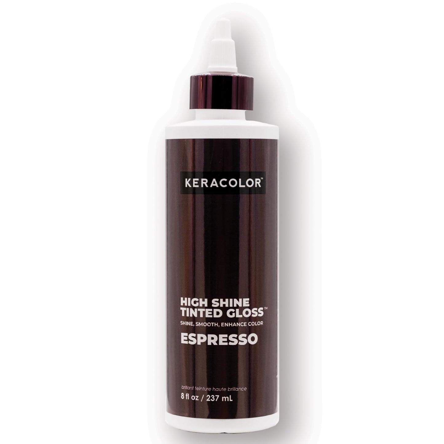 Keracolor High Shine Tinted Hair Gloss, In-Shower Hair Glaze, Sheer Color-Enhancing Glossing Treatment, Espresso, 8 Fl Oz
