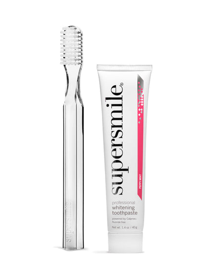 Supersmile Fluoride-Free Whitening Kit – 1.4 oz Professional Grade Whitening Toothpaste & New Generation Toothbrush – Whitens up to 6 Shades & Strengthens Enamel