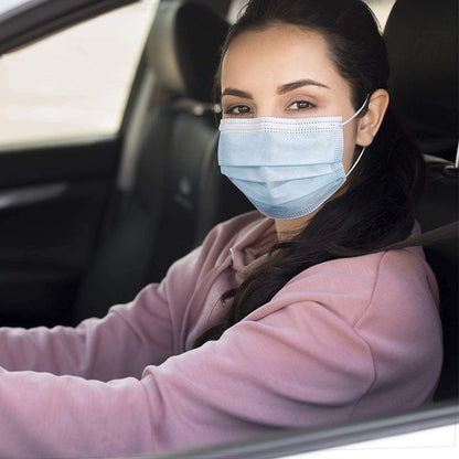 Disposable Face Masks, 3Ply Safety Face Mask, 50 PCS - 3 Layers Blue Protective Face Mask For Daily Use, Breathable Facemasks, Anti-Dust Disposable Mask with Earloop for Personal Care