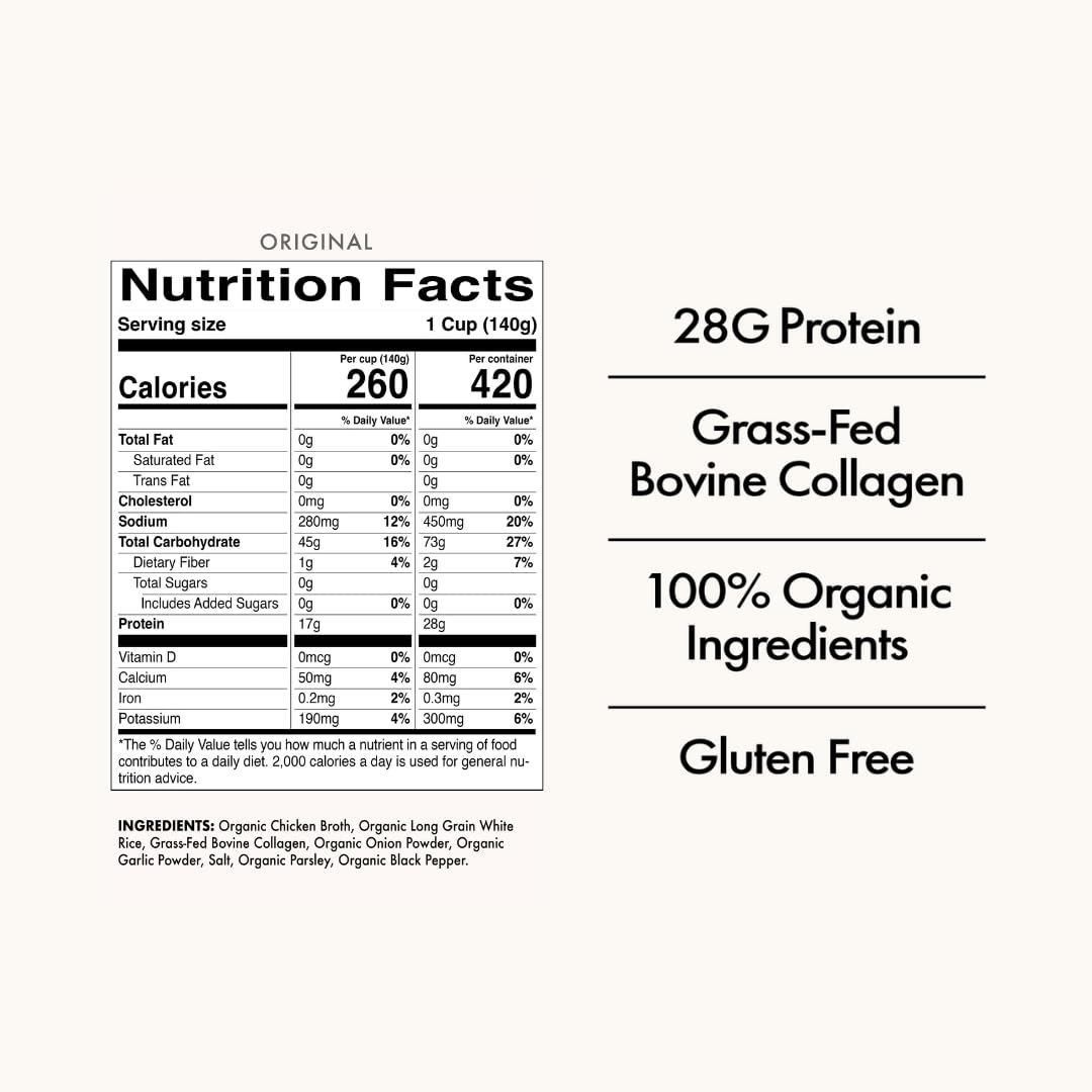 Batch – Organic Protein Rice with Collagen – 28g Protein per Bag, Ready in 90 Seconds, Microwavable Long-Grain White Rice, Grass-Fed Bovine Collagen, Gluten-Free, Made in USA – Mix and Match (2 Pack)