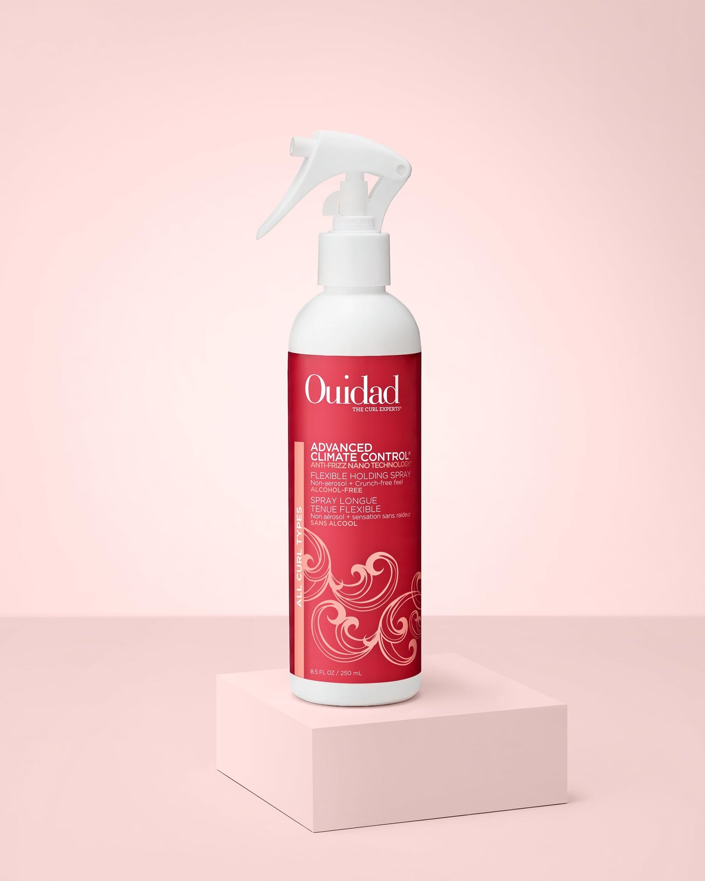Ouidad Advanced Climate Control Holding Spray, 8.5 fl oz, Flexible Curly Hair Spray for Voluminous, Frizz-Free Curls, Pro-Vitamin B5 Infused, Sulfates, Parabens & Cruelty-Free Curly Hair Products