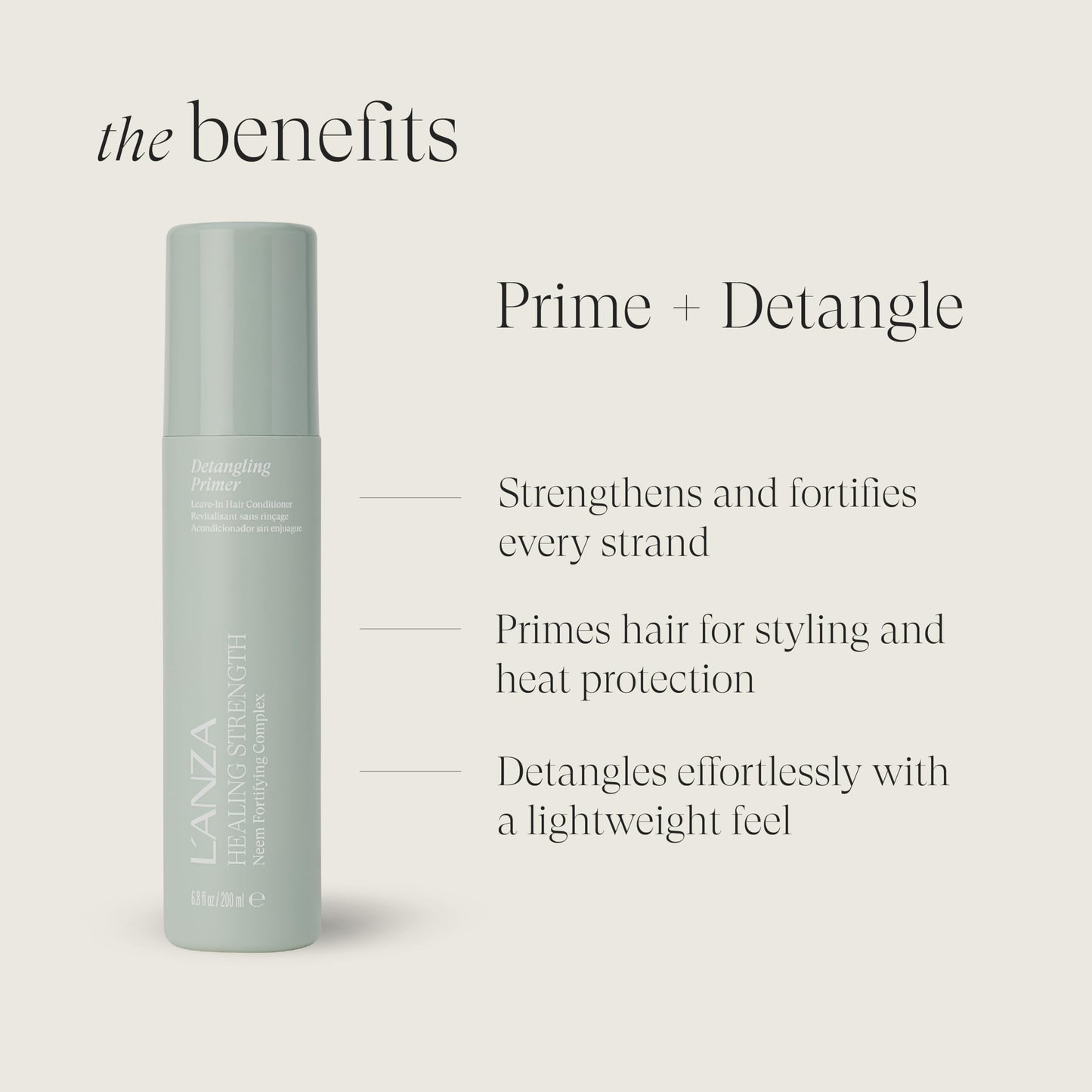 L'ANZA Healing Strength Detangling Primer, Leave-In Detangler, Prevents Breakage, UV & Heat Protection, Strengthens & Repairs Damaged Hair, Smooths, Anti-Frizz, Color Safe, Sulfate Free