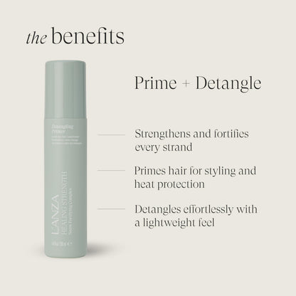 L'ANZA Healing Strength Detangling Primer, Leave-In Detangler, Prevents Breakage, UV & Heat Protection, Strengthens & Repairs Damaged Hair, Smooths, Anti-Frizz, Color Safe, Sulfate Free