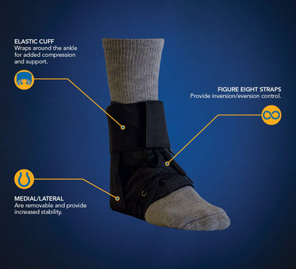 United Ortho US8839 Sport-fit Ankle Brace, 2XL, Black