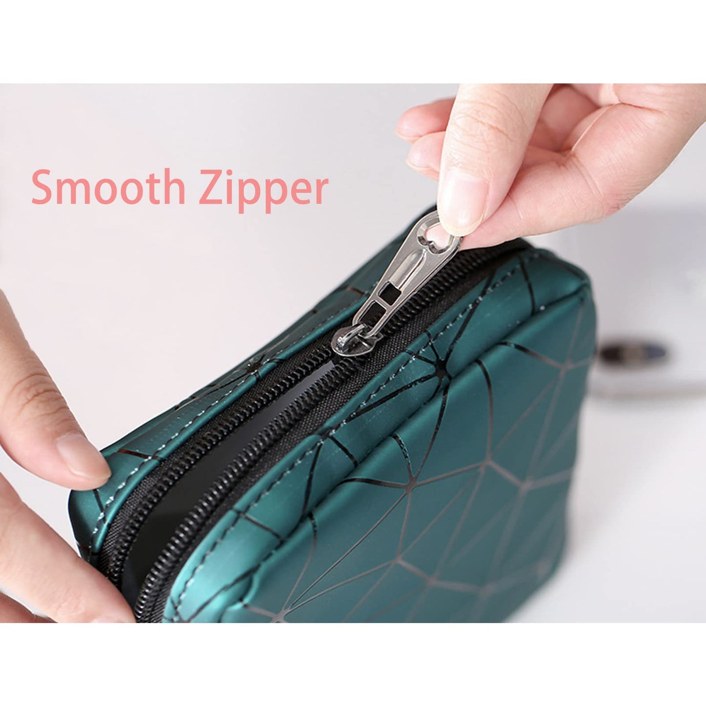 Sanitary Napkin Storage Bag, 2pcs Feminine Menstruation Pad Holder, Small Portable Menstrual Tampon Pouches, First Period Kit Bags for Teen Girls Women Ladies (Black and Green)
