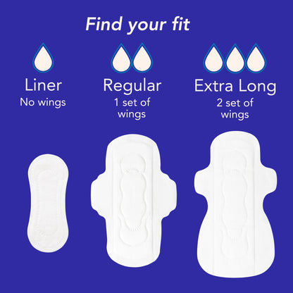 Marlow 100% Organic Cotton Top Sheet Pads, Extra Long with Two Sets of Wings, Biodegradable Wrapper, Plastic Free, Fragrance Free, Toxin Free, Hypoallergenic, Ultra Thin, Leak Proof, 18 Count
