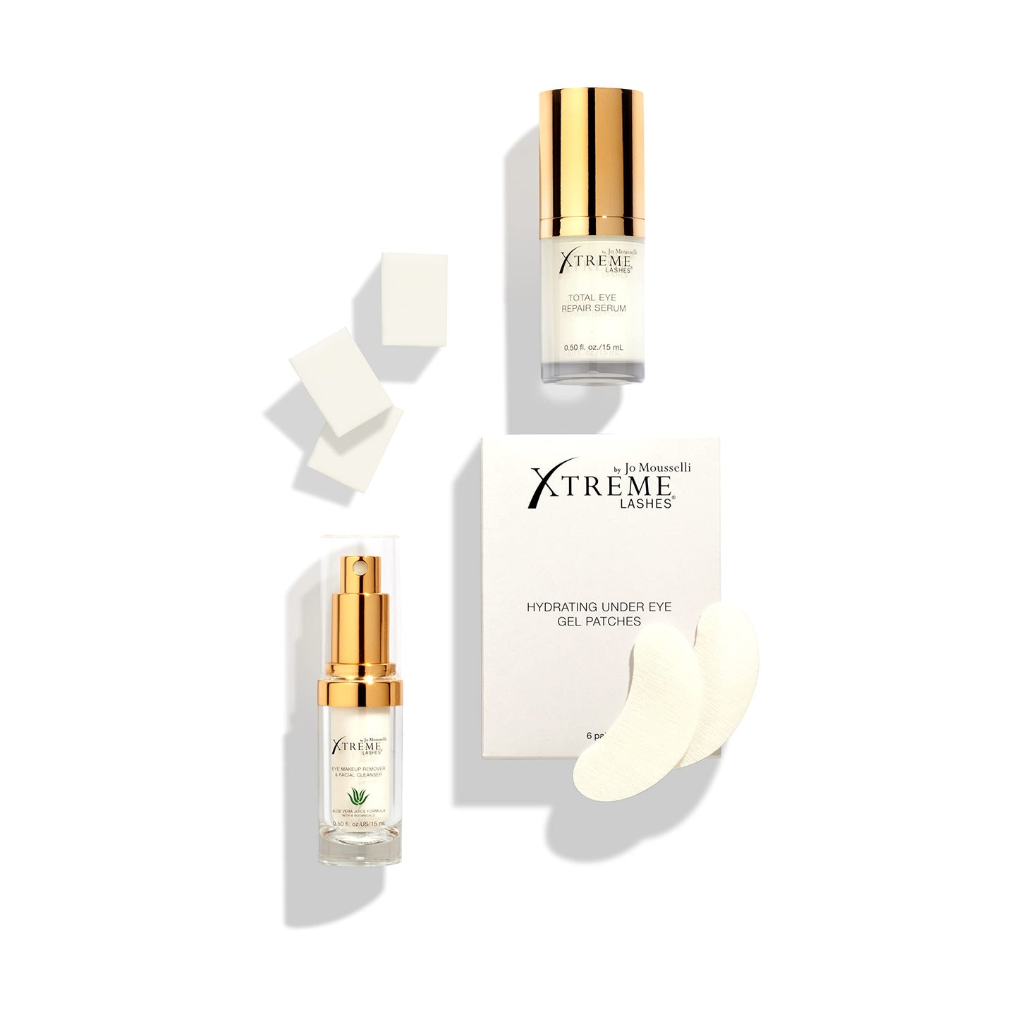 Xtreme Lashes Extend Your Beauty Rituals - Eye Treatments Kit - Lash Extension Safe, includes Serum, Under Eye Gel Patches, Cleanser, and Cosmetic Sponges