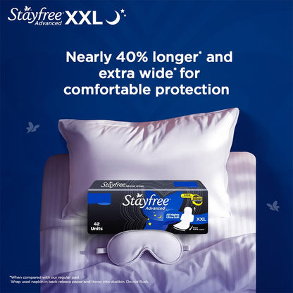 Stayfree Advanced XXL | 42 Pads | All Night Ultra Comfort Sanitary Pads for Women |