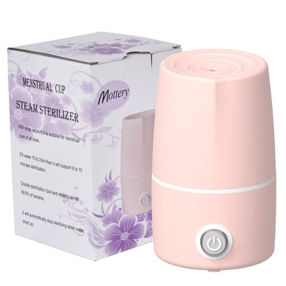 Menstrual Cup Sterilizer Period Cup Steamer Cleaner Machine High Temperature Wash Your Cup 99.9% Dirty 8 Minutes - Feminine Hygiene - Leak-Free (Pink Color)