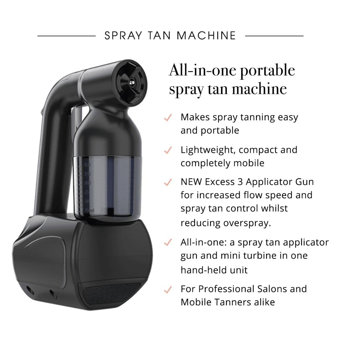 MineTan Profressional Spray Tan Machine | Tan.Handy - Lightweight, Hand-Held, Mobile Fake Tanning Kit, All-in-1 Applicator Gun & Mini Turbine, Portable Sunless Tanner Tool, Airbrush Finish
