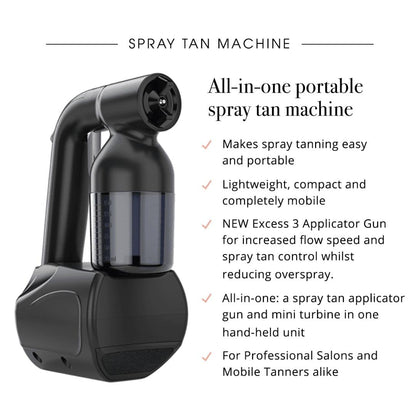 MineTan Profressional Spray Tan Machine | Tan.Handy - Lightweight, Hand-Held, Mobile Fake Tanning Kit, All-in-1 Applicator Gun & Mini Turbine, Portable Sunless Tanner Tool, Airbrush Finish