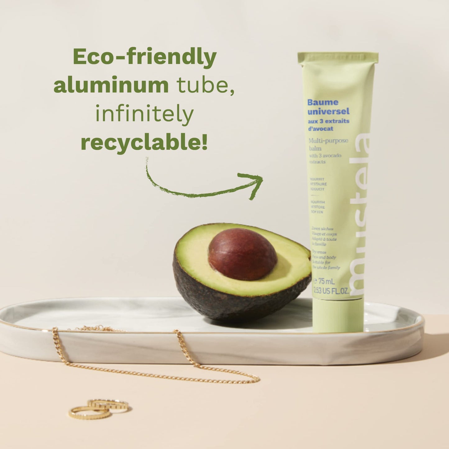 Mustela Multi-purpose Balm with 3 Avocado Extracts - Natural Cream Moisturizer for Face, Lip, Hand, Body & Dry Areas - For Baby, Kid & Adult - EWG Verified, Fragrance-Free & Vegan - 2.53 fl. oz.