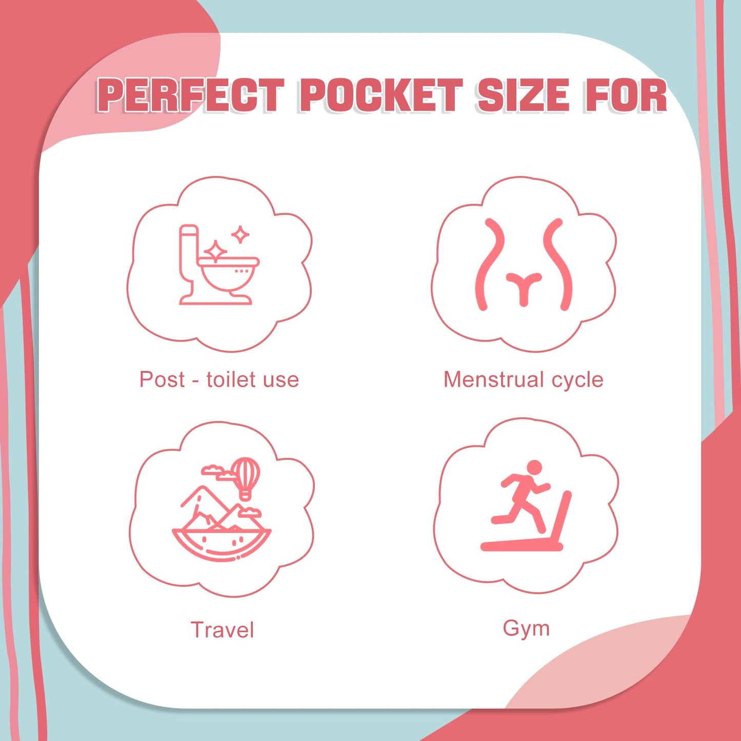 GUIDDBELLA Feminine Wipes for Women - Individually Wrapped Flushable Wipes, PH-Balanced, Alcohol-Free, Unscented, Safe for Sensitive Skin (50 Count)