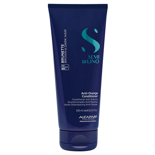 Alfaparf Milano Semi Di Lino Anti Orange Blue Conditioner Brown, Chestnut & Dark Hair - Color Safe Conditioner for Damaged Hair - Sulfate & Paraffin Free (6.76 oz / 200 ml)